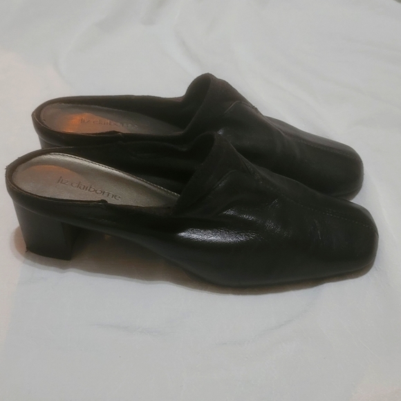 Liz Claiborne Women's Black Upper Leather mules slip on size 7 M - Picture 5 of 9